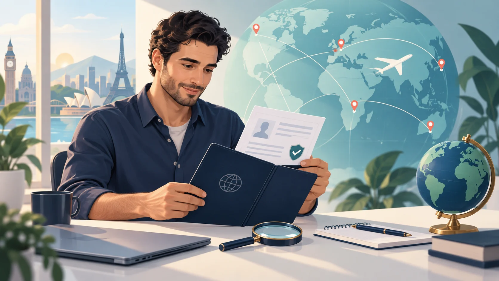 Persona revisando un certificado de antecedentes penales para un trámite migratorio internacional